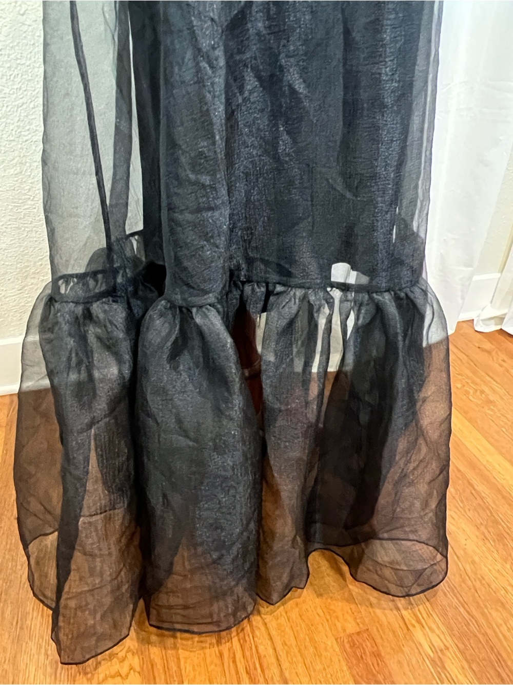 Caara Melody Black Sheer Ruffle-Hem Maxi Dress. Size XS. NWT - Picture 9 of 16